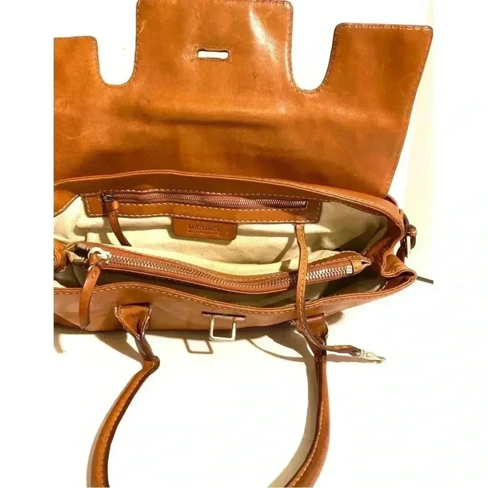 Michael Kors brown distressed leather satchel handbag - Picture 5 of 11